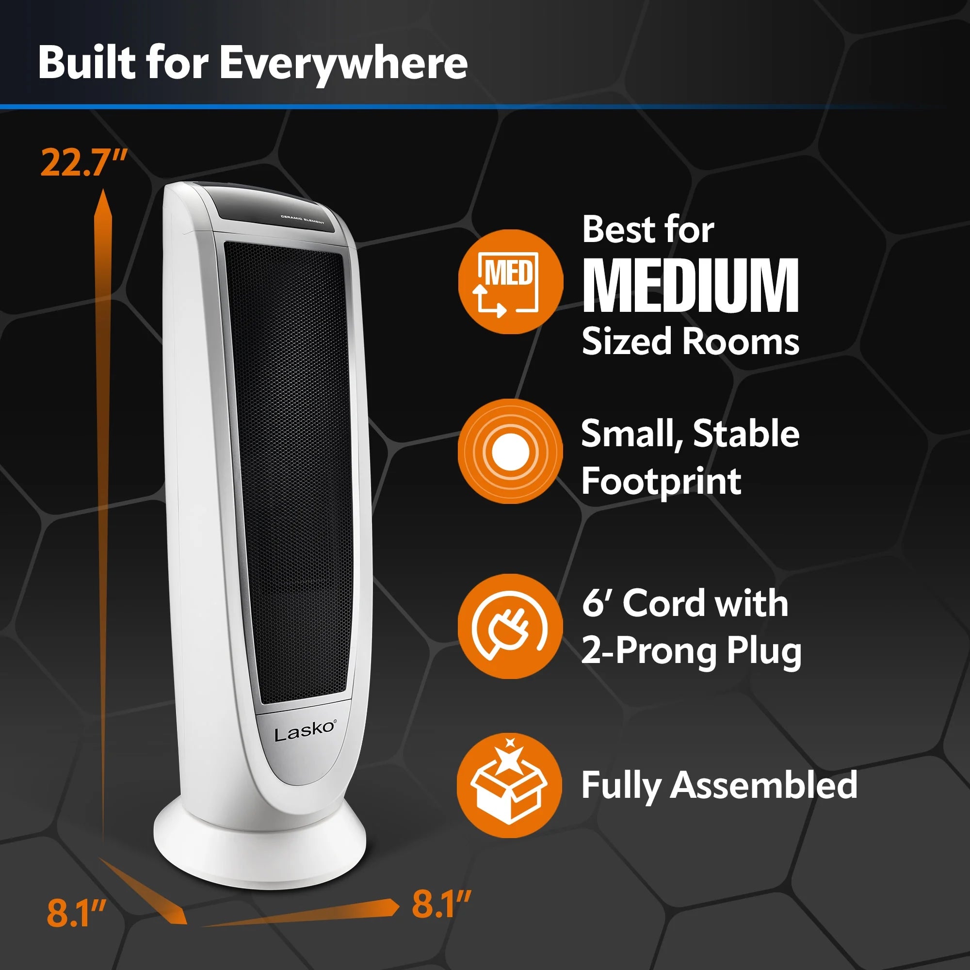 23" 1500W Digital Ceramic Tower Space Heater with Remote V66552