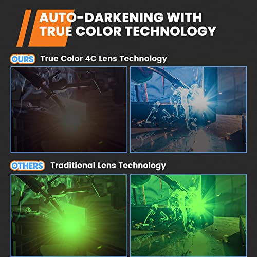 Welding Helmet Auto Darkening with 4 Arc Sensors, Rechargeable F848