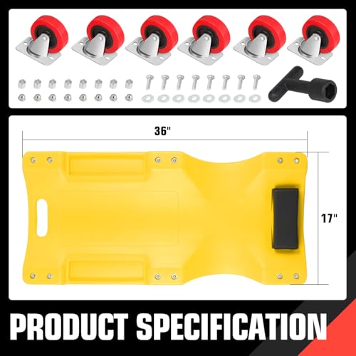Low Profile Automotive Creeper with Padded Headrest, Red U80837