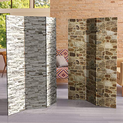 6 ft. Tall Double Sided Brick Canvas Room Divider 3 Panel Freestanding Folding Privacy Screen U57633