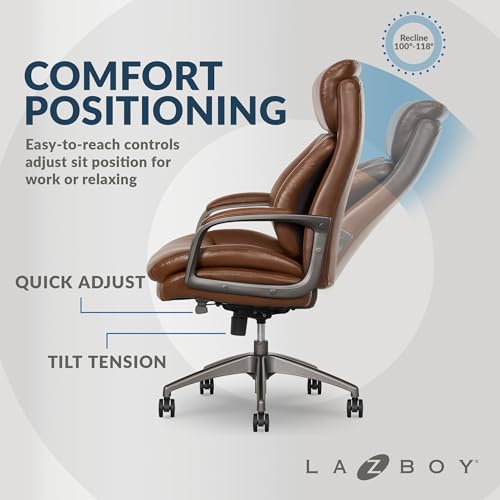 Vegan Leather Ergonomic Office Chair with Memory Foam Lumbar Support, Black H4123