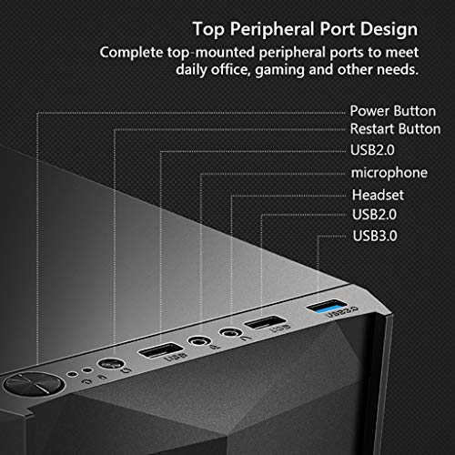 Mid-Tower PC Gaming Case ATX/M-ATX/ITX, Transparent Side Panels, USB 3.0 W8661