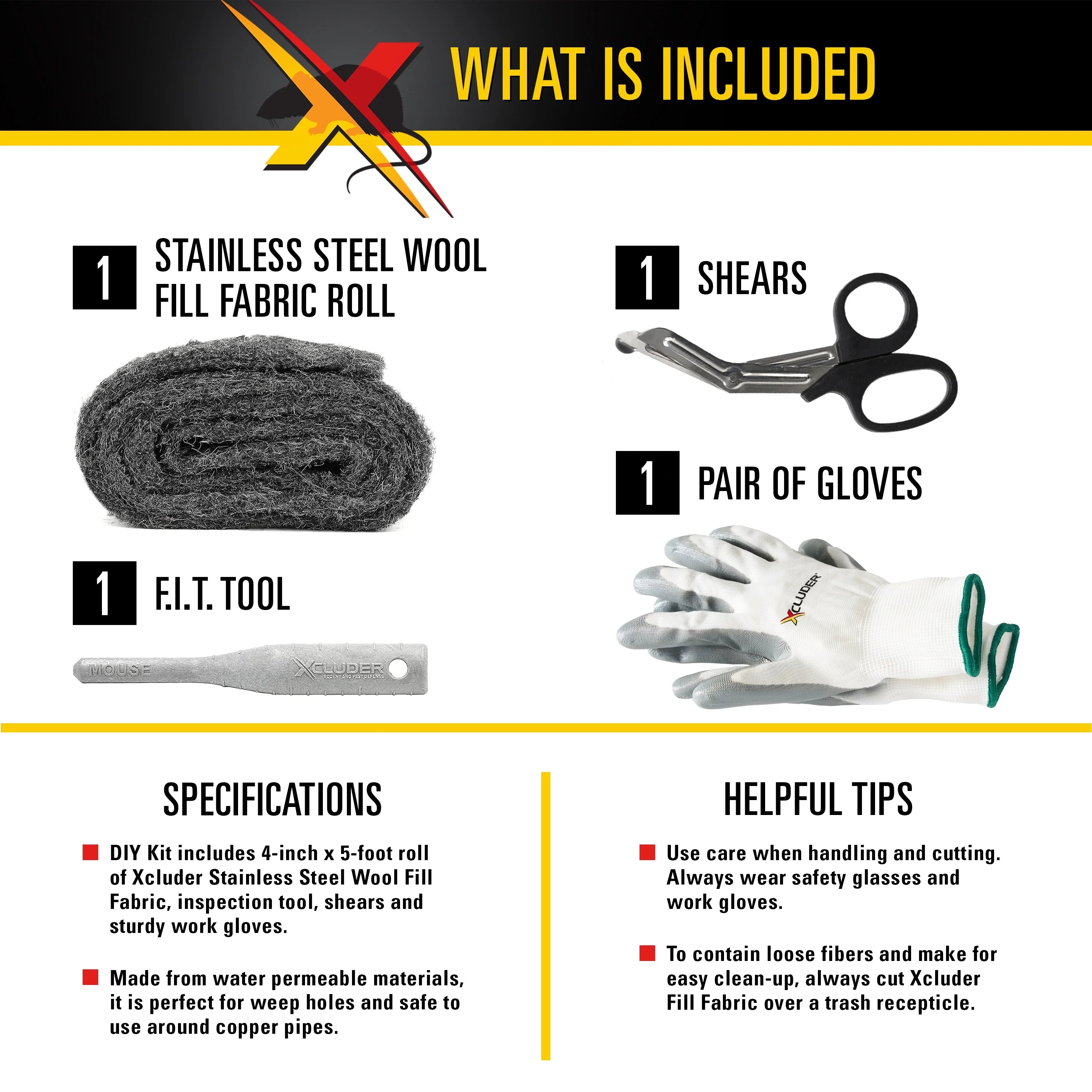 Stainless Steel Wool Fill Fabric DIY Kit with Inspection Tool C578120