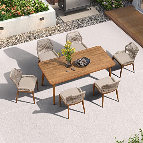 Patio Dining Set with Metal Table and Wicker Rattan Chairs Q22011