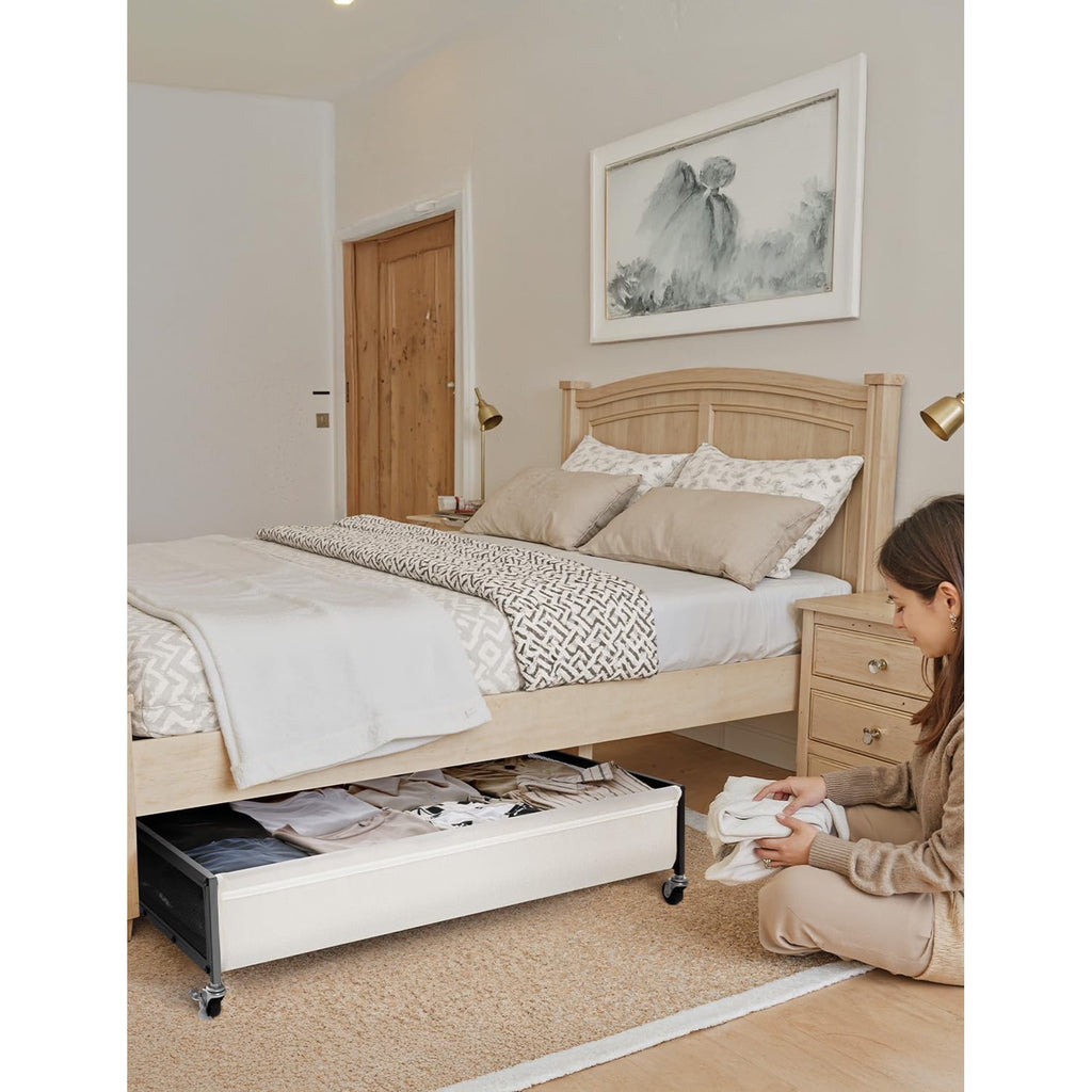 Under Bed Storage with Wheels, 2-Pack Metal Containers, 80L Y595