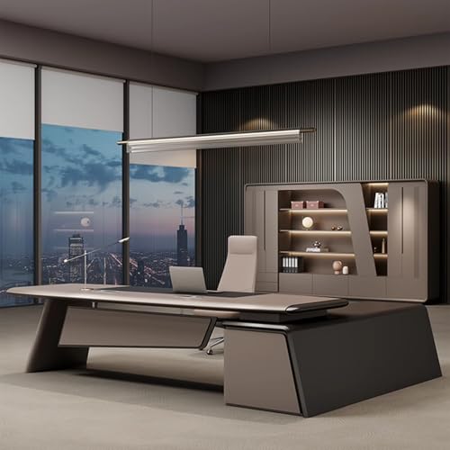 Executive Desk with Drawer, Storage Cabinet and USB Outlet V7752