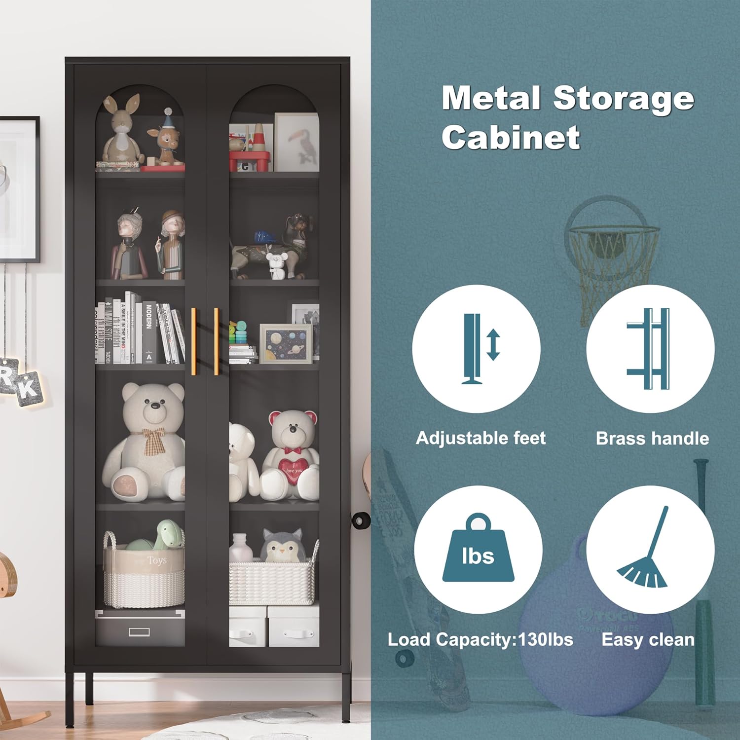 Glass Display Cabinet with 4 Adjustable Shelves B86882