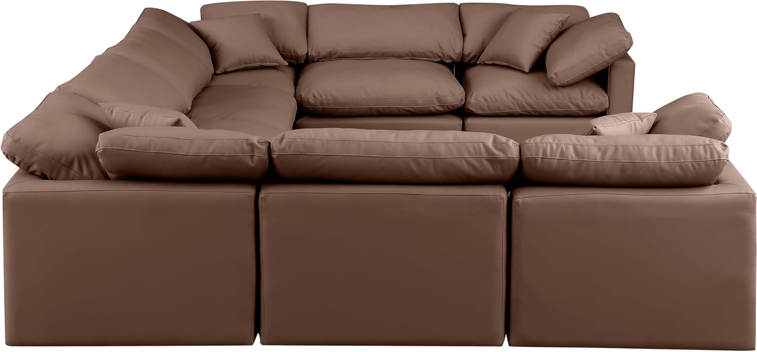 Modern Sectional Sofa with Vegan Leather and Fiber-Filled Cushions G720339