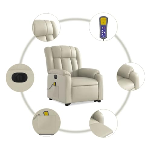 Gray Faux Leather Electric Massage Recliner Chair with Power Lift W32081