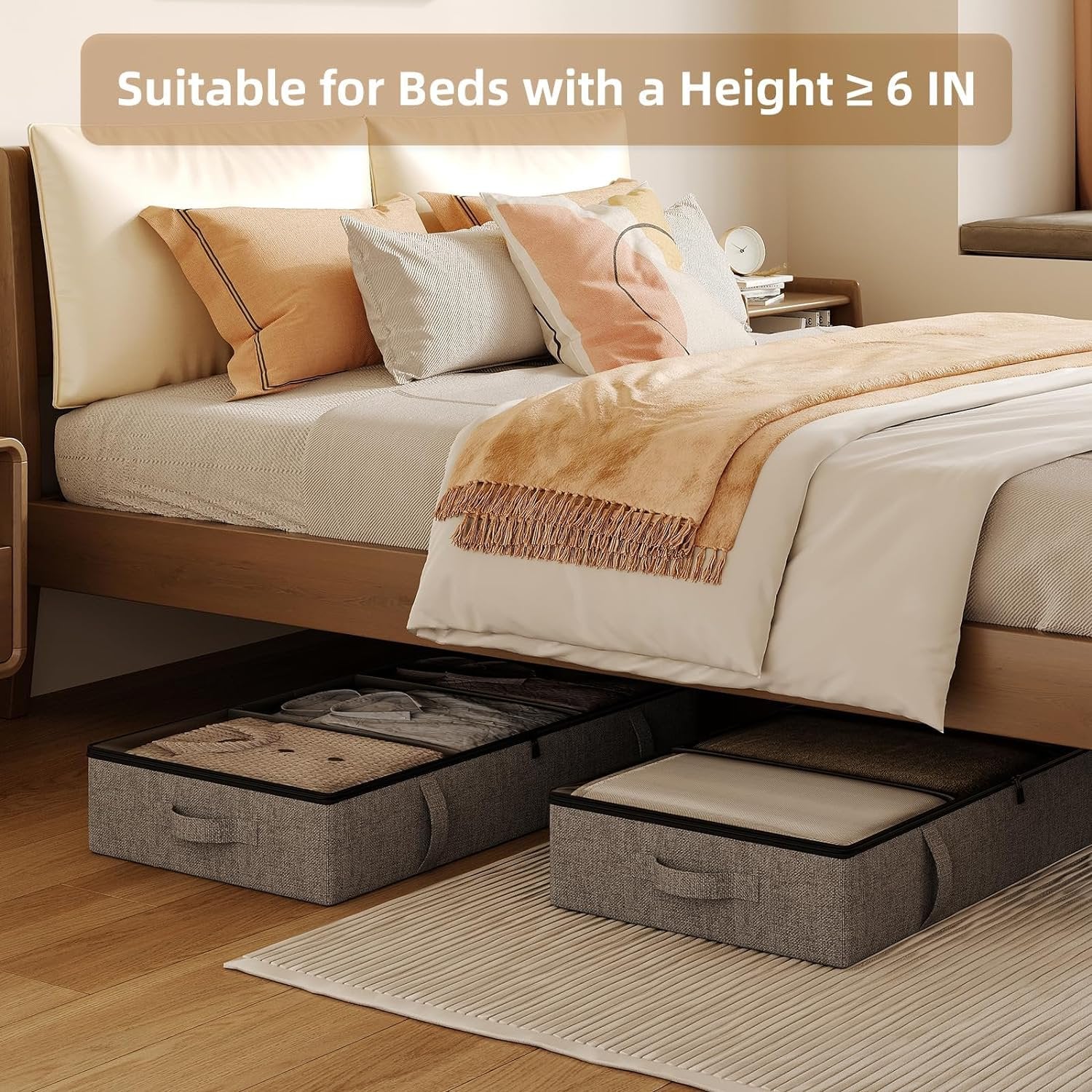 Under Bed Storage Containers with Dividers, Low Profile, Grey Q699