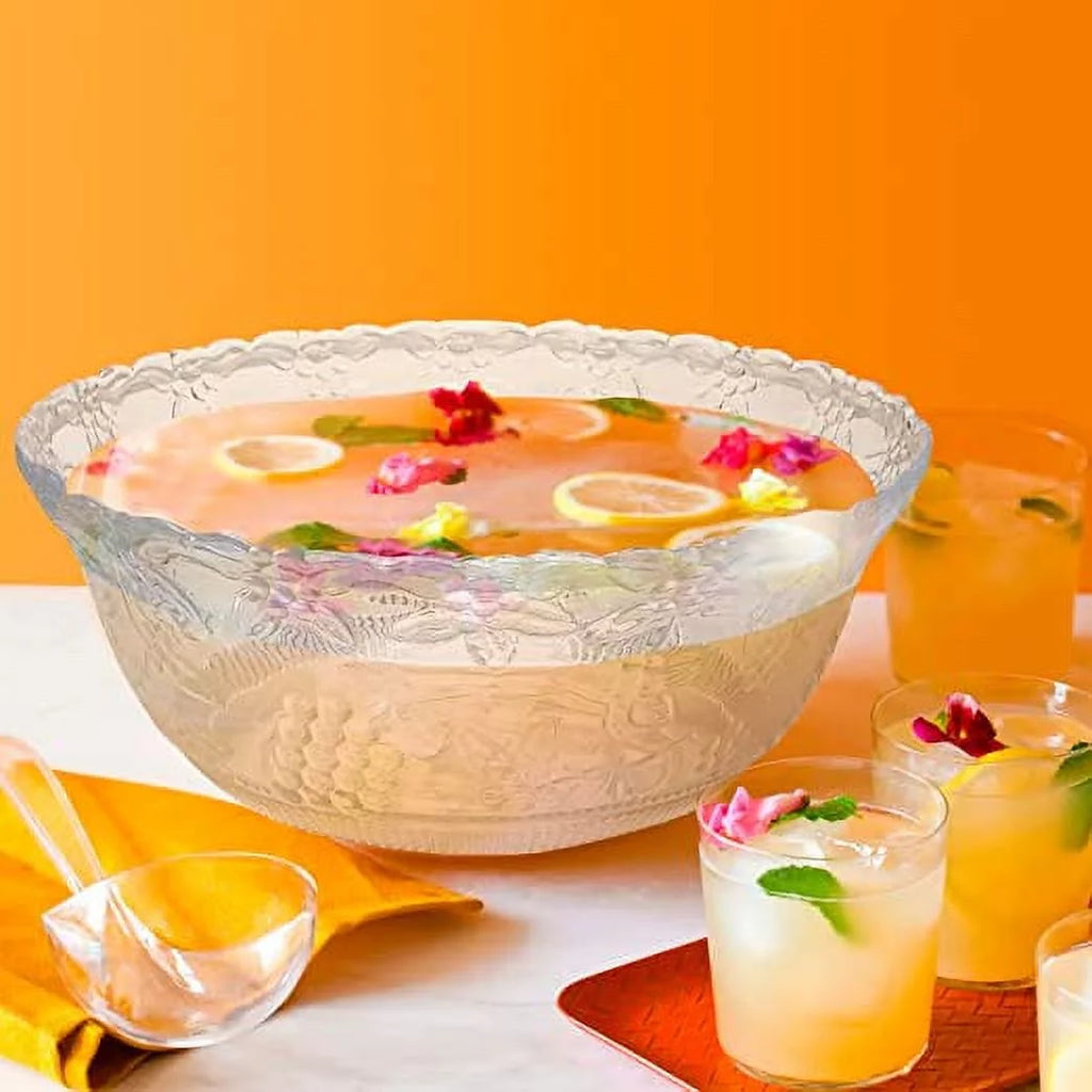 Clear Plastic Punch Bowl with Ladle, 2 Gallon O7444