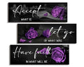 Purple Wall Decor Accept Let Go Have Faith Bathroom Wall Decor Wooden Inspirational Quotes Decorations for Living Room Wood Hanging Farmhouse Bedroom Art (accept-rose purple)