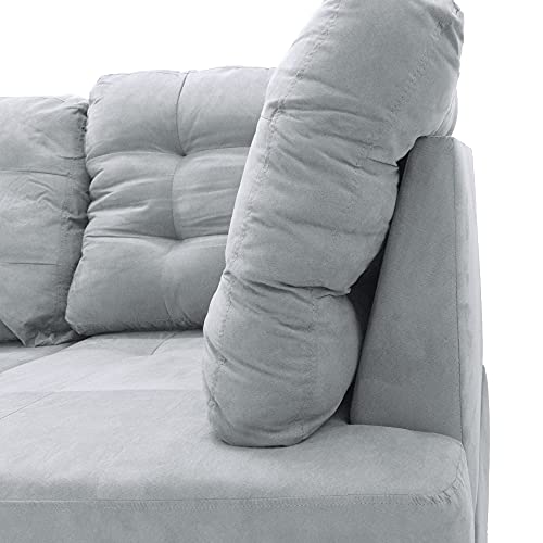 Modern Tufted Micro Suede L-Shaped Sectional Sofa with Reversible Chaise U979859
