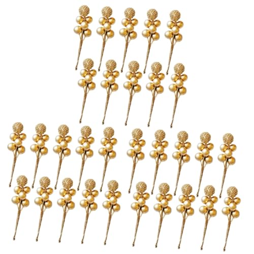 Garneck 20 Pcs Red Berry Picks Trim Golden Berry Stems Artificial Fruit Berry Christmas Decor Red Fake Berry DIY Berry Picks Berry Branches Berries Artificial Craft Artificial Flower Plant