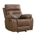 Leather Recliner Chair Manual Sofa Rocker for Adults with Overstuffed Arm for Living Room Bedroom Home Theater Seating, Brown