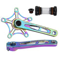Folding Road Bicycles Crank Arm Set 170mm 130 BCD Crank Arm Set Hollow Integrated Crankset with BB Single Chainring (Color : Colorful A)