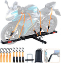 VEVOR Motorcycle Carrier, 600 LBS Steel Motorcycle Carrier Hitch Mount with Loading Ramp, Scooter Dirt Bike Trailer Hauler with Ratchet Straps and Stabilizer, for Car, Truck with 2" Hitch Receiver