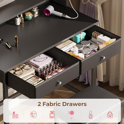 Vanity Desk without Mirror with Drawers and Charging Station K293