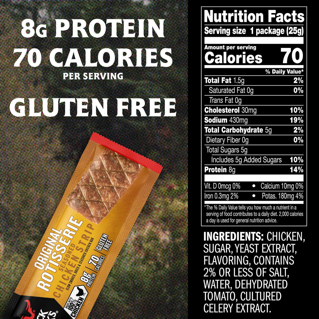 Rotisserie Chicken Meat Bars, 12 Count, 8g Protein, Keto Friendly, Gluten Free S9716