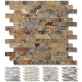 Yipscazo 20 Sheets Peel and Stick Stone Metal Tile Backsplash, Stick on Tiles for Backsplash Kitchen, Bathroom, Laundry Room, Camper, Fireplace (12'' X 12'', Perisa)