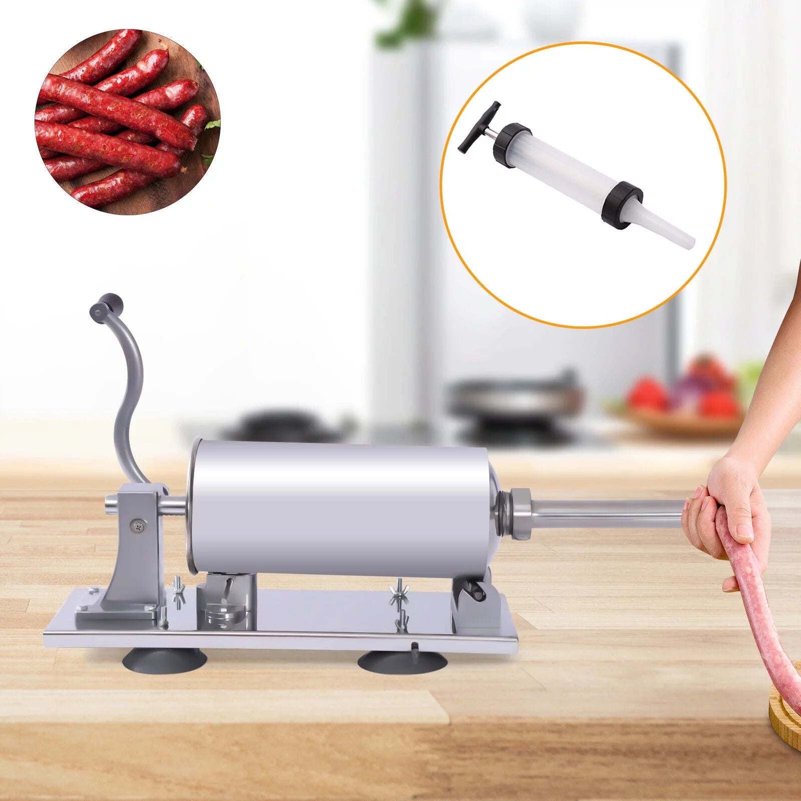 Manual Horizontal Sausage Maker Stainless Steel Meat Filling Machine F852619