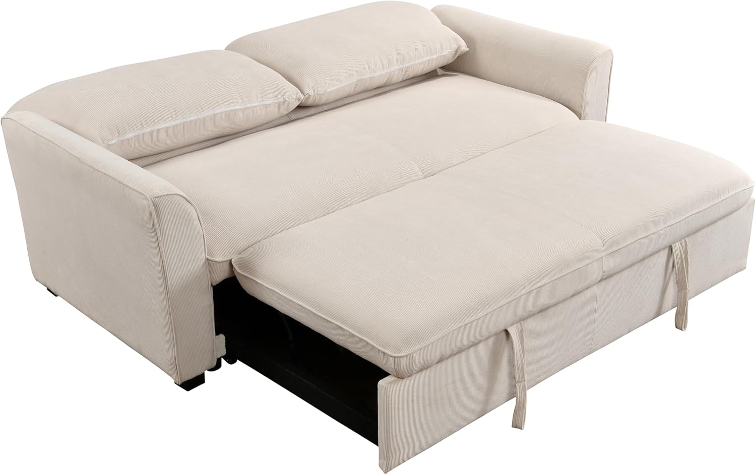 78 Inch 3 in 1 Convertible Sleeper Sofa Bed, Fabric Loveseat Futon with Pullout Bed, Beige J804965