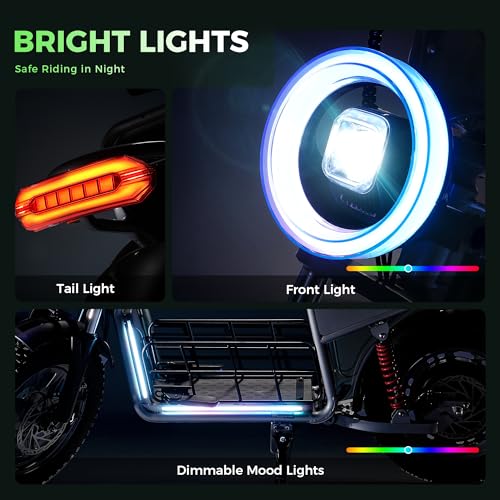 Electric Scooter for Adults, 28 Miles Range, 14'' Fat Tire, with Turn Signals L38069