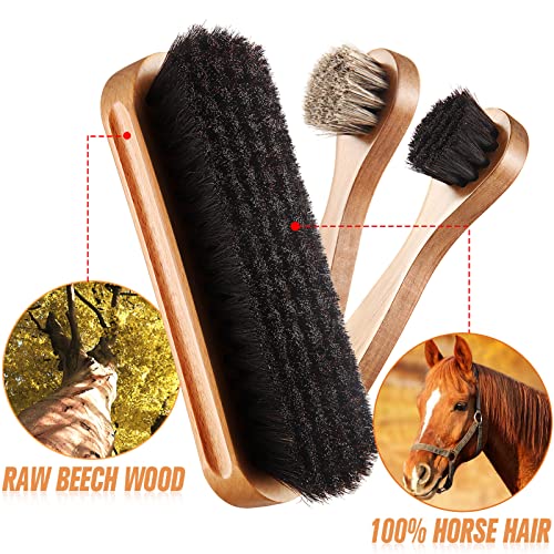 Horsehair Shoe Brush Kit with Polish Dauber and Microfiber Cloth F7928