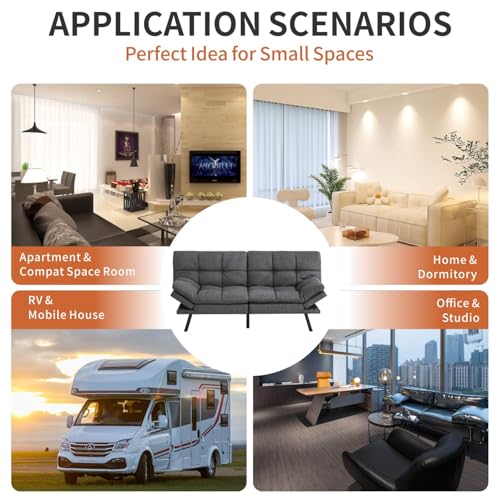Futon Sofa Bed with Memory Foam, Convertible Couch for Small Spaces E760249