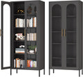 71" Tall Glass Display Cabinet,Curio Display Cabinet with 4 Adjustable Shelves,Metal Storage Cabinet with Glass Doors,Black Bookcase with Doors,Display Case for Home, School, Office,Kitchen