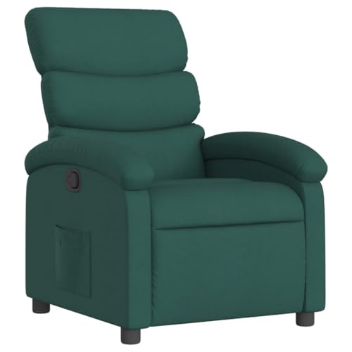 Recliner Chair Dark Green Fabric with Manual Adjustment X315