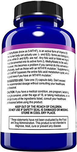 L Methylfolate 1mg Supplement, 120 Capsules A9070