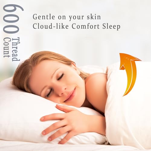 Cotton Sheets Queen Size - 600 Thread Count, Sateen Bed Sheets with Deep Pocket, 4 Piece Set X818898