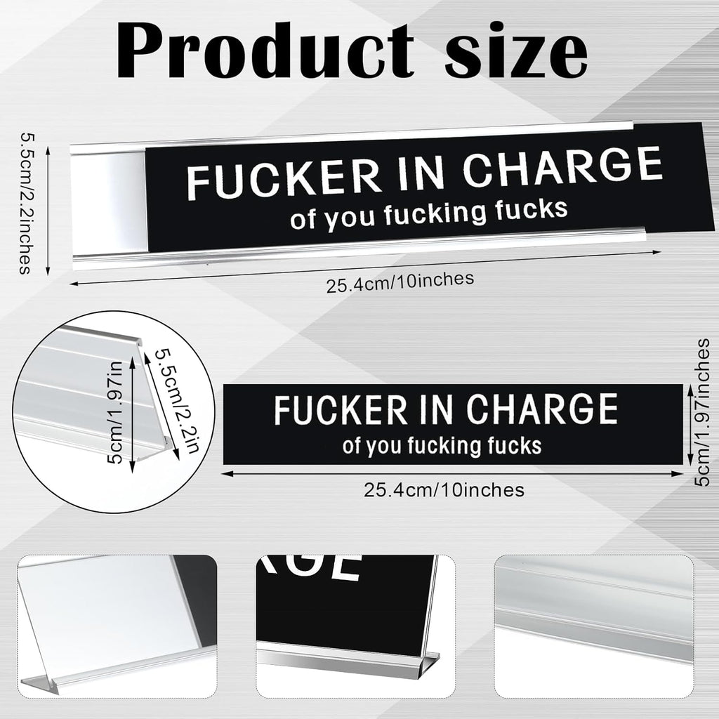 Funny Desk Sign for Office, Novelty Nameplate, Black Desk Plaque, 10 x 2 Inch C882136
