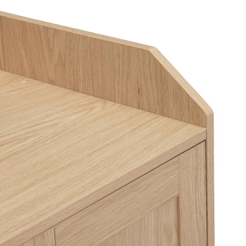 Sideboard Buffet Credenza Storage Cabinet with 3 Drawers and 3 Open Shelves, Natural Oak Q150