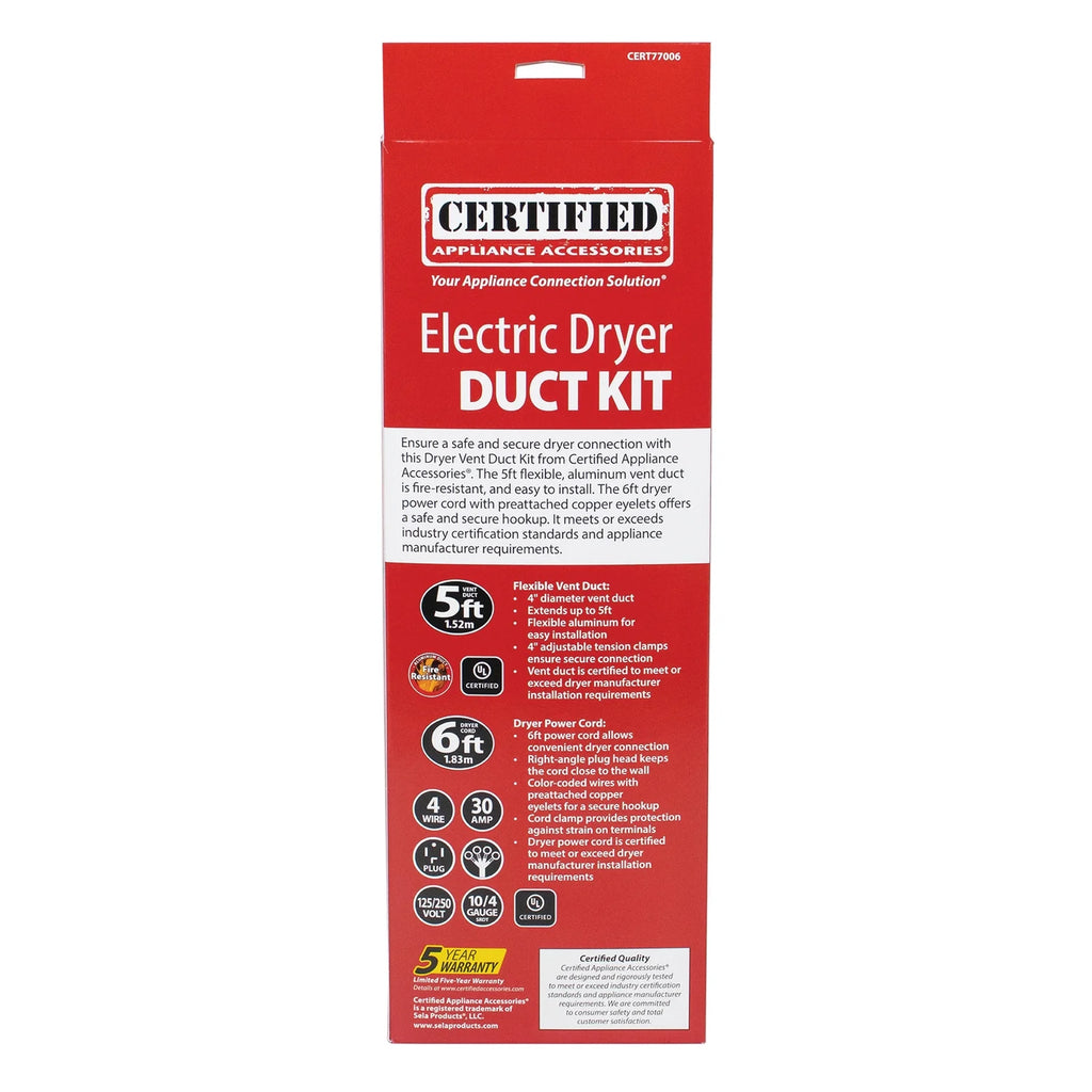 Electric Dryer Flex Duct Kit with 4-Wire 30-Amp 6ft Cord W967668