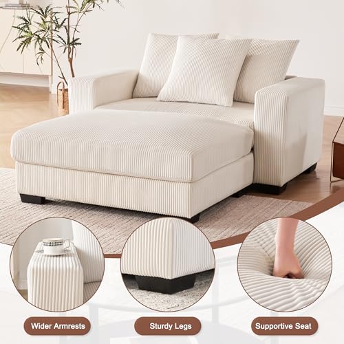 Deep Seat Oversized Chaise Lounge with Ottoman, Grey M910
