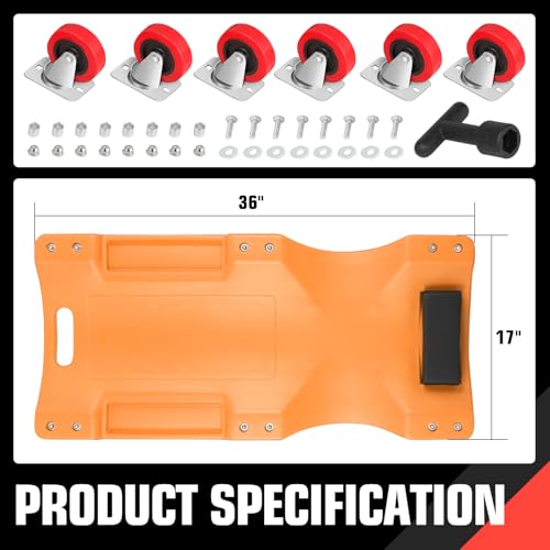 Low Profile Automotive Creeper with Padded Headrest, Red U80837