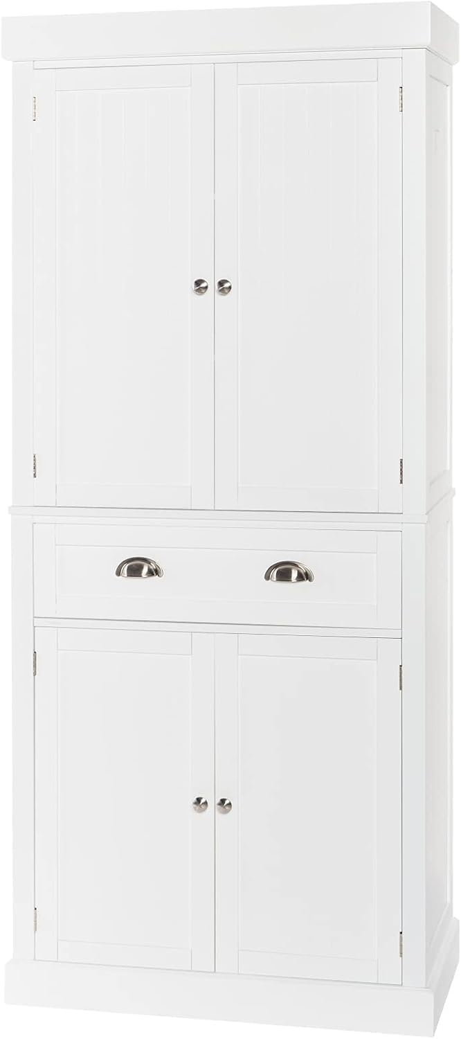 Freestanding Kitchen Pantry Cabinet with Doors and Shelves, White X325899