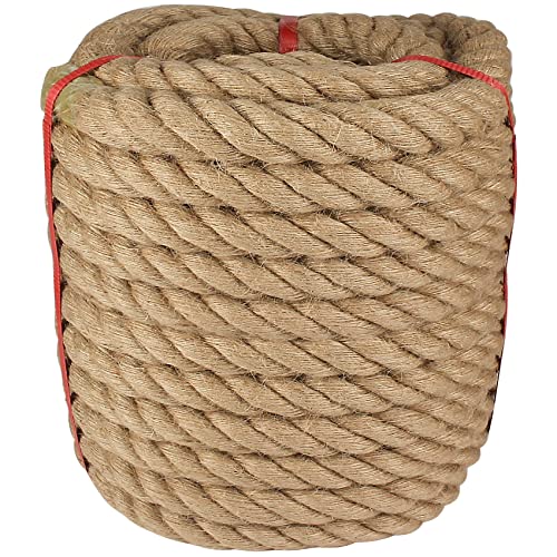 Twisted Manila Rope 1 in x 50 feet Natural Hemp Rope for Docks Railing Nautical Landscaping Crafts Tug of War Marine Tie-Downs Hammock Home Decorating
