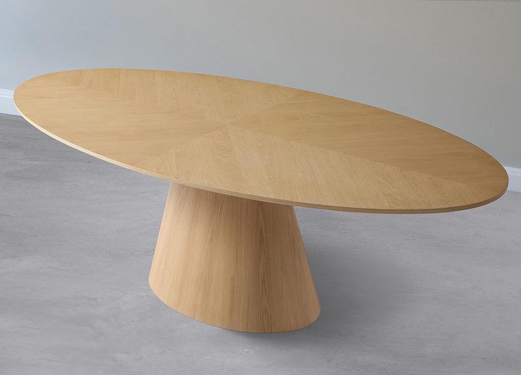 Mid-Century Oval White Oak Wood Dining Table T20063