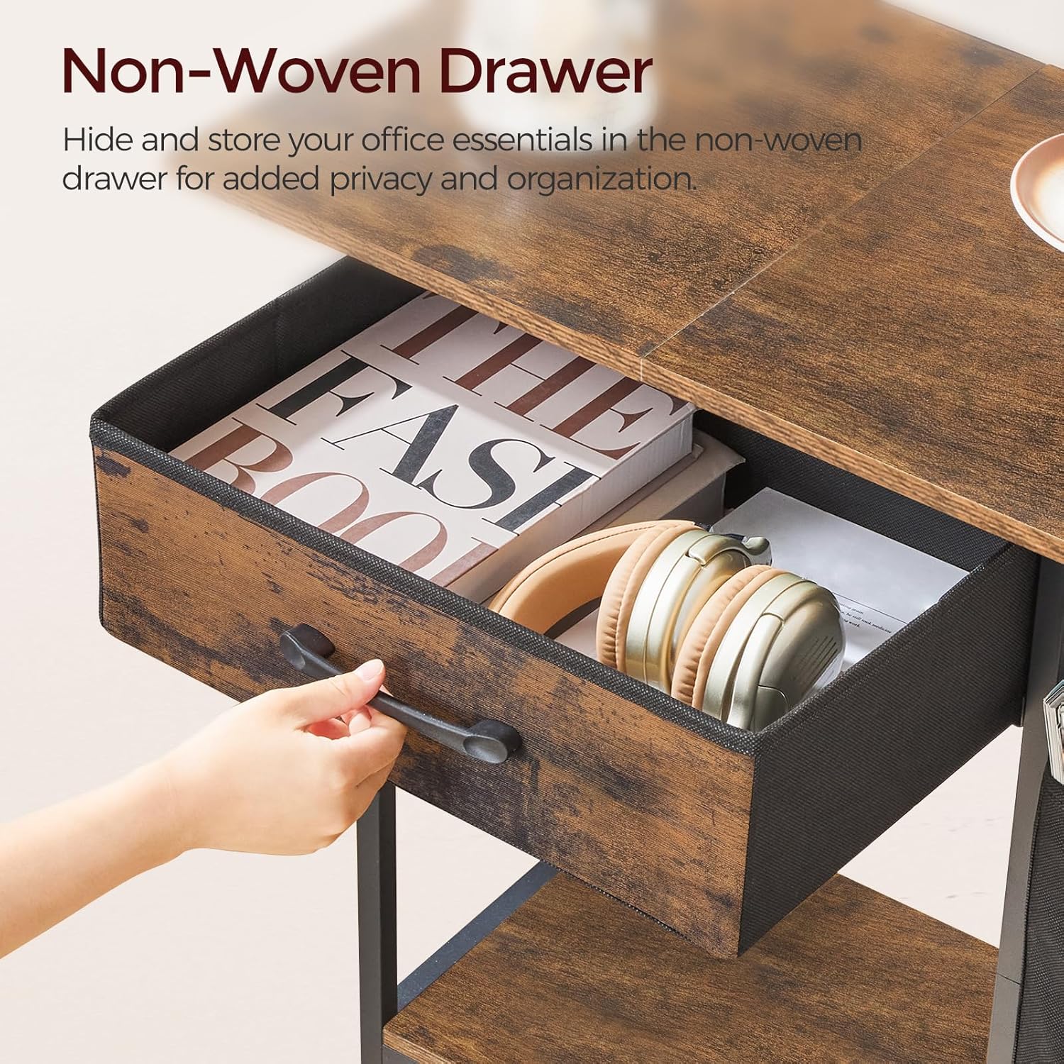 Printer Stand with Storage Drawer, 2-Tier Rolling Cart, Lockable Wheels G59730