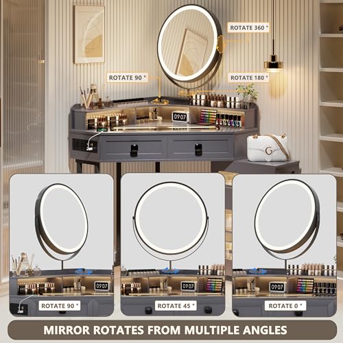 White Glass Top Vanity with Mirror and Lights A994961