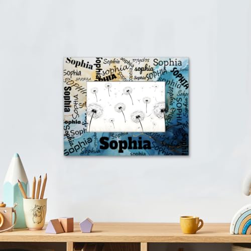 Purple Marble 4x6 Picture Frame with Custom Name, Wood Photo Frame for Wall or Desk Q55403