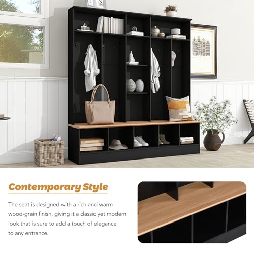 Hall Tree with Shoe Storage Bench and Coat Rack A444236