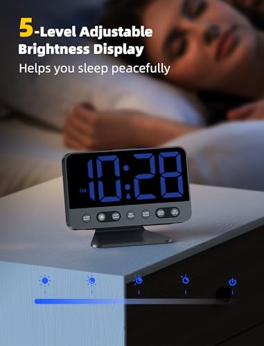 Large Digital Alarm Clock for Bedroom with Brightness Dimmer and Night Light I637246