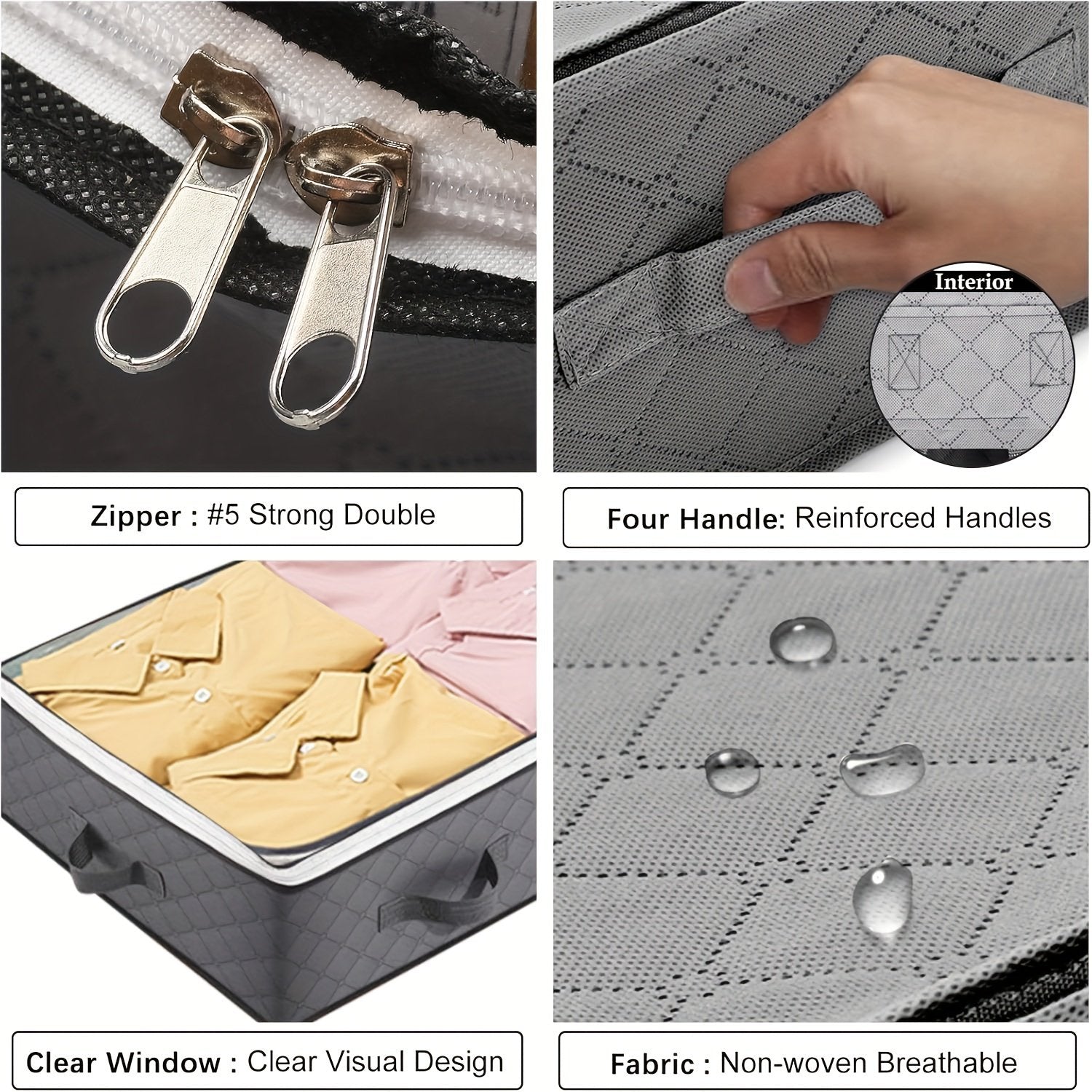 Under Bed Storage Containers 4 Pack Foldable Fabric Bins with Clear Window M4978