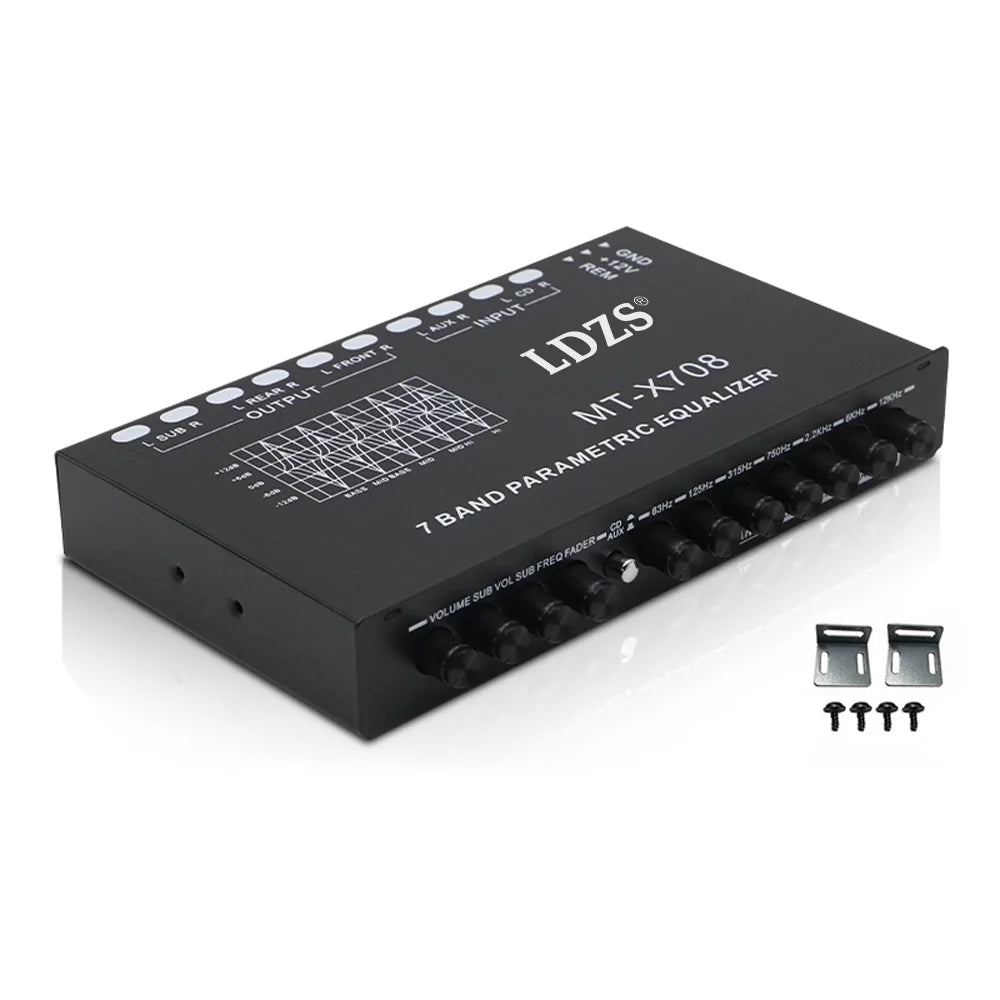 Htovila Professional 7 Band Car Equalizer Multifunctional Car Audio EQ Tuning Crossover Parametric Equalizer Car Audio Equalizer