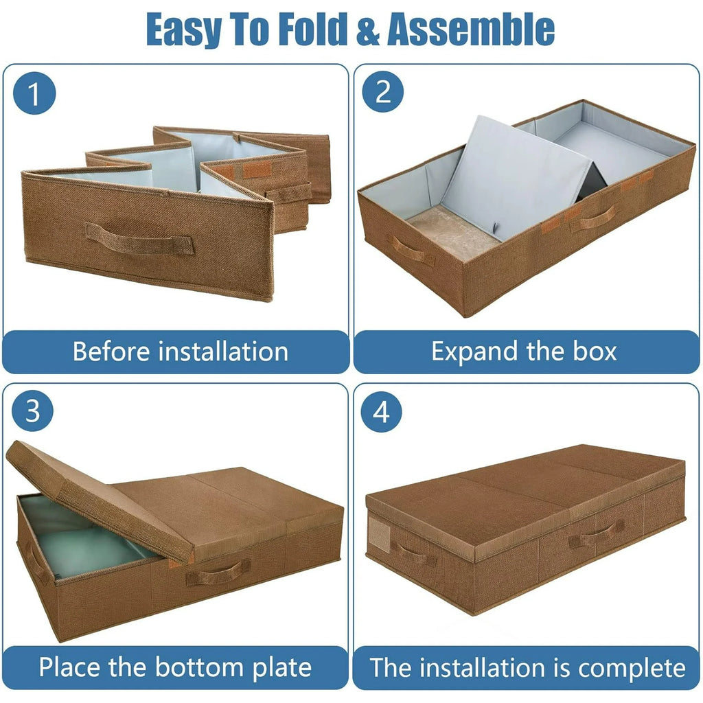 Underbed Storage Containers with Lids, Foldable Organizer Box for Clothes, Shoes, Blankets, Pillows F6366