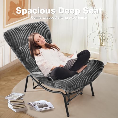 Rocking Chair with Ottoman, Glider with Foot Rest, Corduroy Recliner, Grey H7024